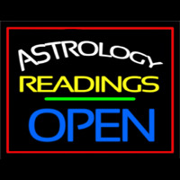 Astrology Readings Open Red Border Neonskylt