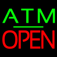 Atm Block Open Green Line Neonskylt
