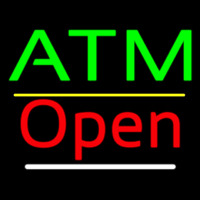 Atm Open Yellow Line Neonskylt