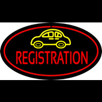 Auto Registration Oval Red Neonskylt