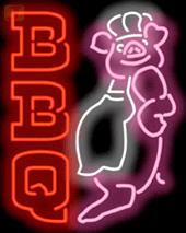 BBQ Pig Chef Neonskylt