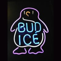BUD ICE Budweiser Penguin Beer Bar Neonskylt