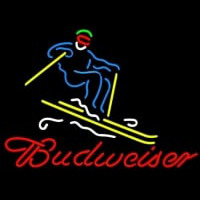 BUDWEISER DOWNHILL SKIER HANDCRAFTED Neonskylt