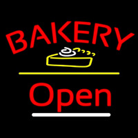 Bakery Logo Open Yellow Line Neonskylt