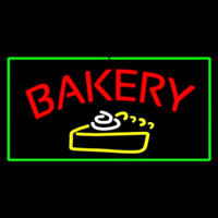 Bakery Logo Rectangle Green Neonskylt