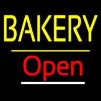 Bakery Open Yellow Line Neonskylt