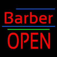 Barber Block Open Green Line Neonskylt
