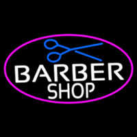 Barber Shop And Scissor With Pink Border Neonskylt