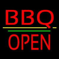 Bbq Block Open Green Line Neonskylt