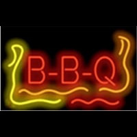 Bbq Flame Barbeque Restaurant Neonskylt