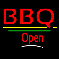 Bbq Open Yellow Line Neonskylt