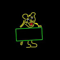 Bear With Sign Board Neonskylt