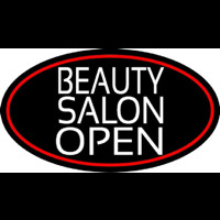 Beauty Salon Open Oval With Red Border Neonskylt