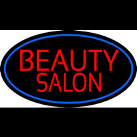 Beauty Salon Oval With Blue Border Neonskylt