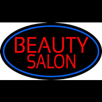 Beauty Salon Oval With Blue Border Neonskylt