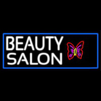Beauty Salon With Butterfly Logo With Blue Border Neonskylt