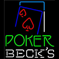 Becks Green Poker Red Heart Beer Sign Neonskylt