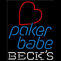 Becks Poker Girl Heart Babe Beer Sign Neonskylt