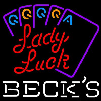 Becks Poker Lady Luck Series Beer Sign Neonskylt