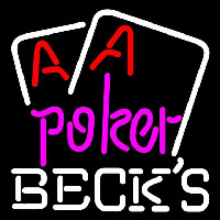 Becks Purple Lettering Red Aces White Cards Beer Sign Neonskylt