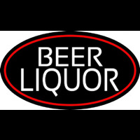 Beer Liquor Oval With Red Border Neonskylt