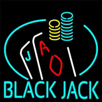 Blackjack With Playing Card Neonskylt