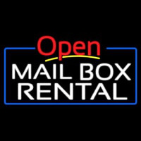 Block Mail Bo  Rental Blue Border With Open 4 Neonskylt