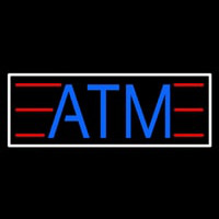 Blue Atm White Border Neonskylt