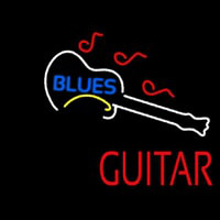 Blue Blues Red Guitar Neonskylt