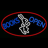Blue Books With Rabbit Logo Open With Red Oval Neonskylt