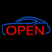 Blue Car Open Neonskylt