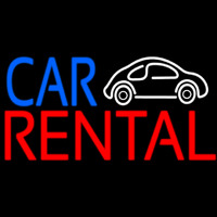 Blue Car Red Rental With Logo Neonskylt
