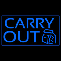 Blue Carry Out Neonskylt