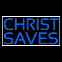 Blue Christ Saves Neonskylt