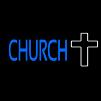 Blue Church With Cross Neonskylt