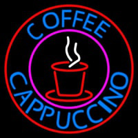 Blue Coffee Cappuccino With Red Circle Neonskylt