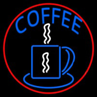 Blue Coffee Cup With Red Circle Neonskylt