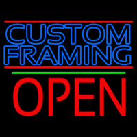 Blue Custom Framing With Lines With Open 1 Neonskylt