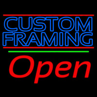 Blue Custom Framing With Lines With Open 2 Neonskylt