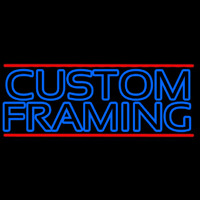 Blue Custom Framing With Red Lines Neonskylt