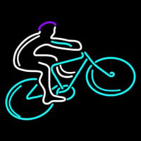 Blue Cycle Rider With Cycle Neonskylt