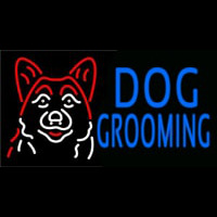 Blue Dog Grooming With Logo Neonskylt