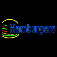 Blue Double Stroke Hamburgers Neonskylt