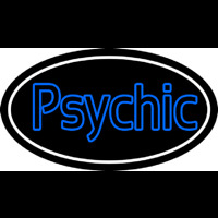 Blue Double Stroke Psychic White Border Neonskylt