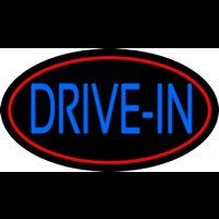 Blue Drive In With Red Border Neonskylt