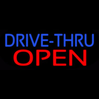 Blue Drive Thru Red Open Neonskylt