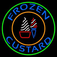 Blue Frozen Yogurt With Green Circle Logo Neonskylt