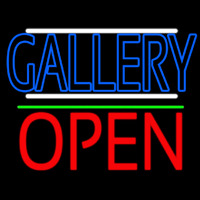 Blue Gallery With White Line With Open 1 Neonskylt