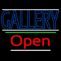 Blue Gallery With White Line With Open 3 Neonskylt
