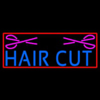 Blue Haircut With Scissor Neonskylt
